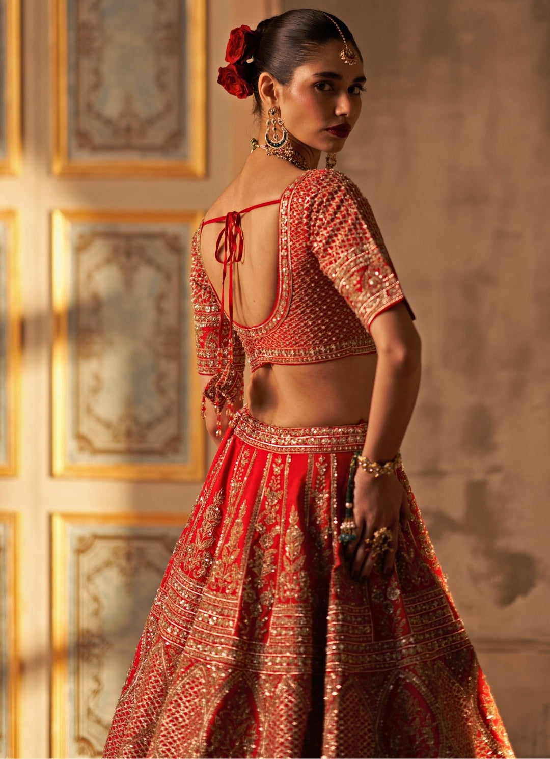 Angad Singh Red Raw Silk Double Dupatta Lehenga SetFabilicious Fashion
