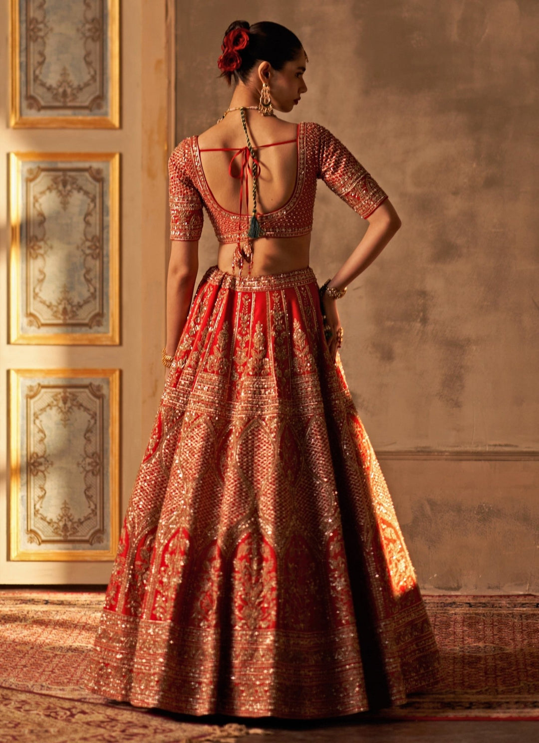 Angad Singh Red Raw Silk Double Dupatta Lehenga SetFabilicious Fashion