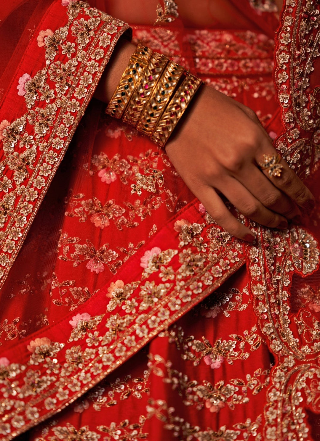 Angad Singh Red Raw Silk Lehenga Set With Double DupattaFabilicious Fashion