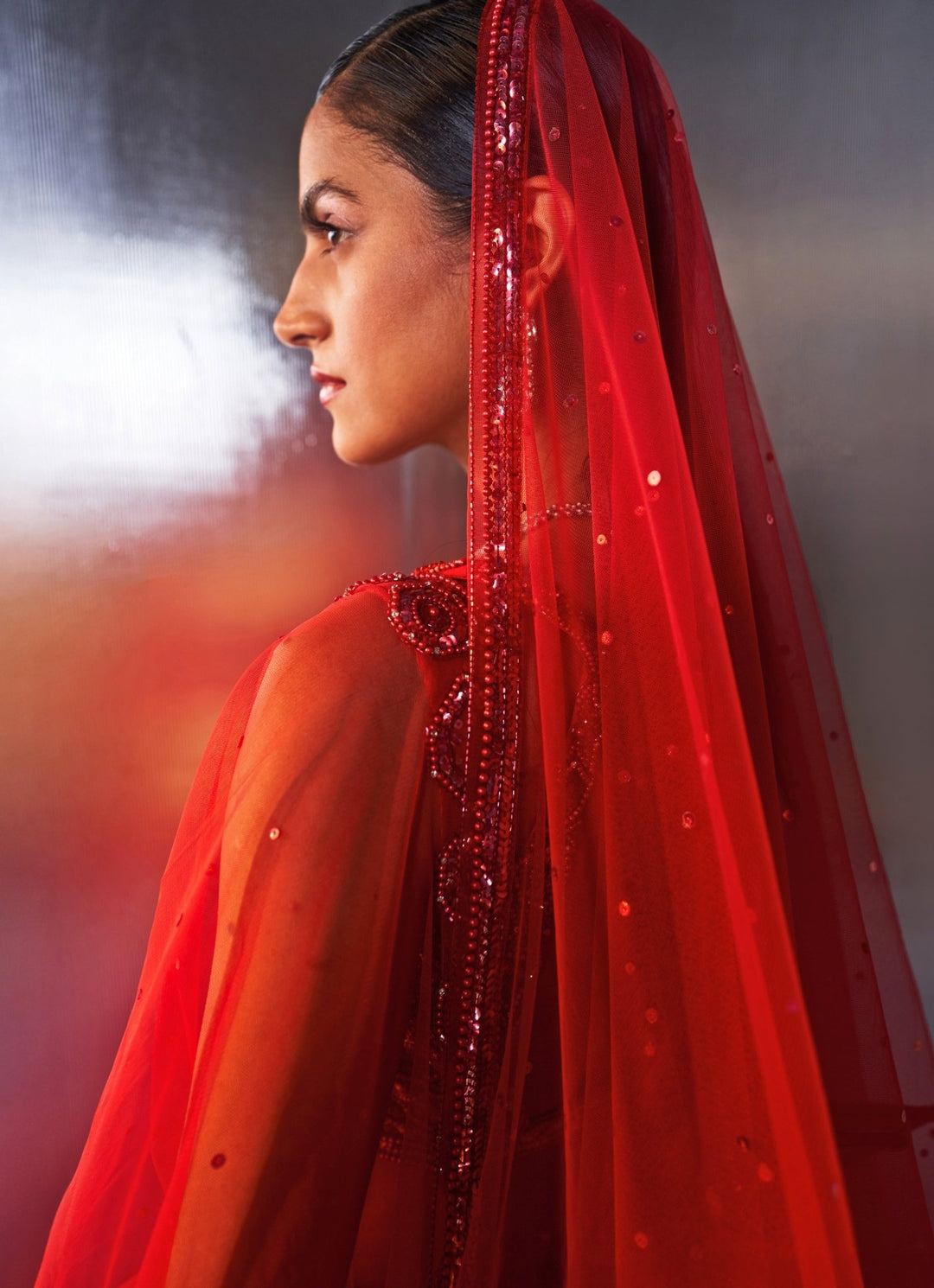 Red Sequins Embroidered Bridal Lehenga Angad Singh - Fabilicious Fashion