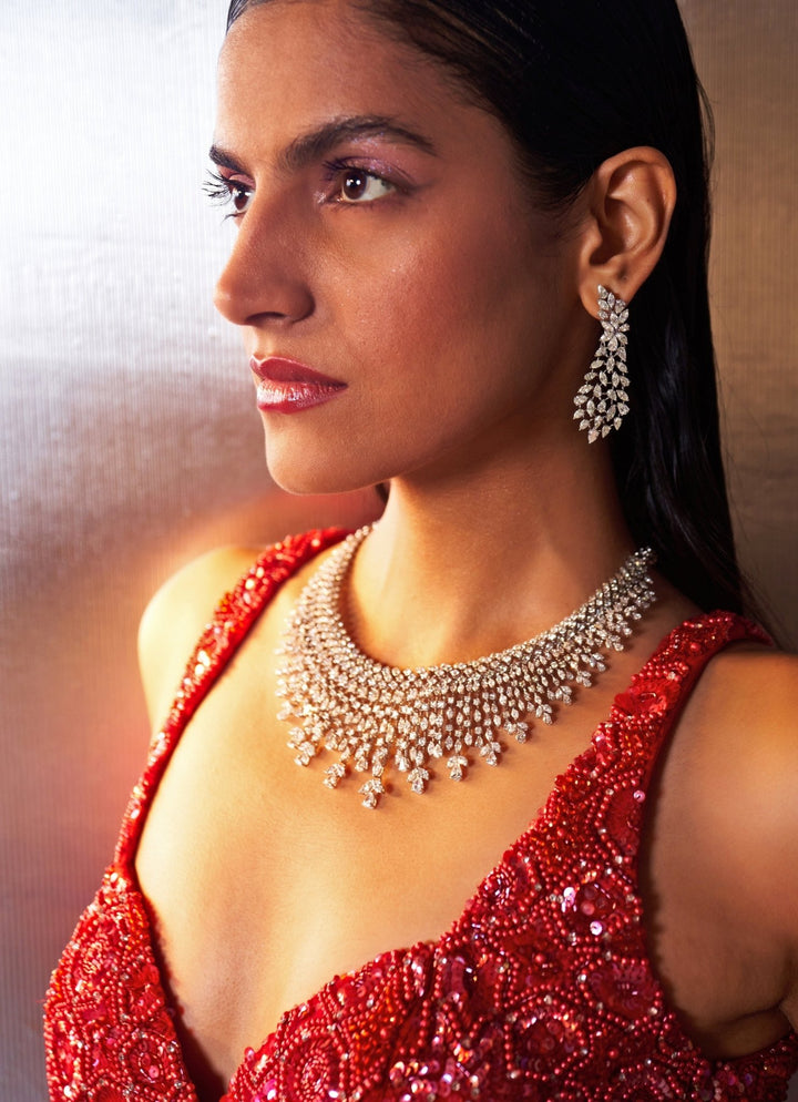 Red Sequins Embroidered Bridal Lehenga Angad Singh - Fabilicious Fashion