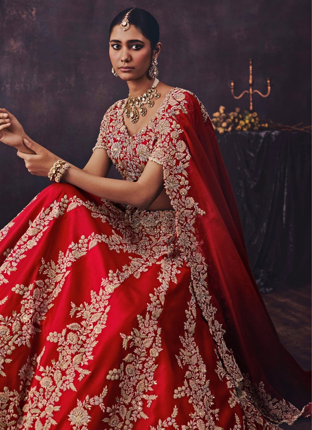 Prisho Red Silk Embroidered Bridal Lehenga SetFabilicious Fashion