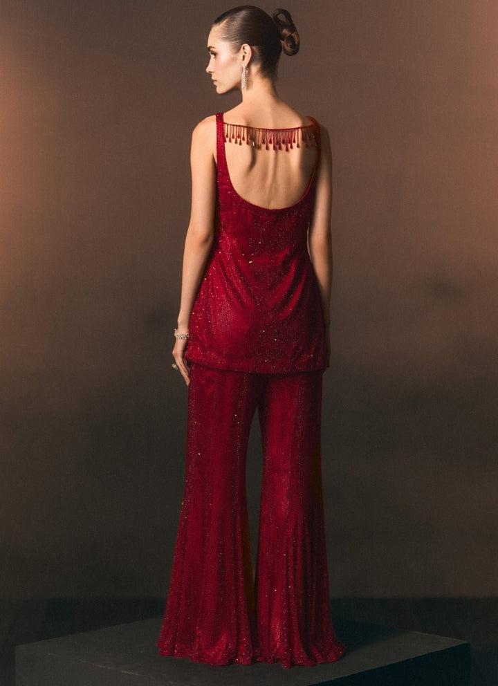 Angad Singh Red Soft Net Kurta Sharara SetFabilicious Fashion