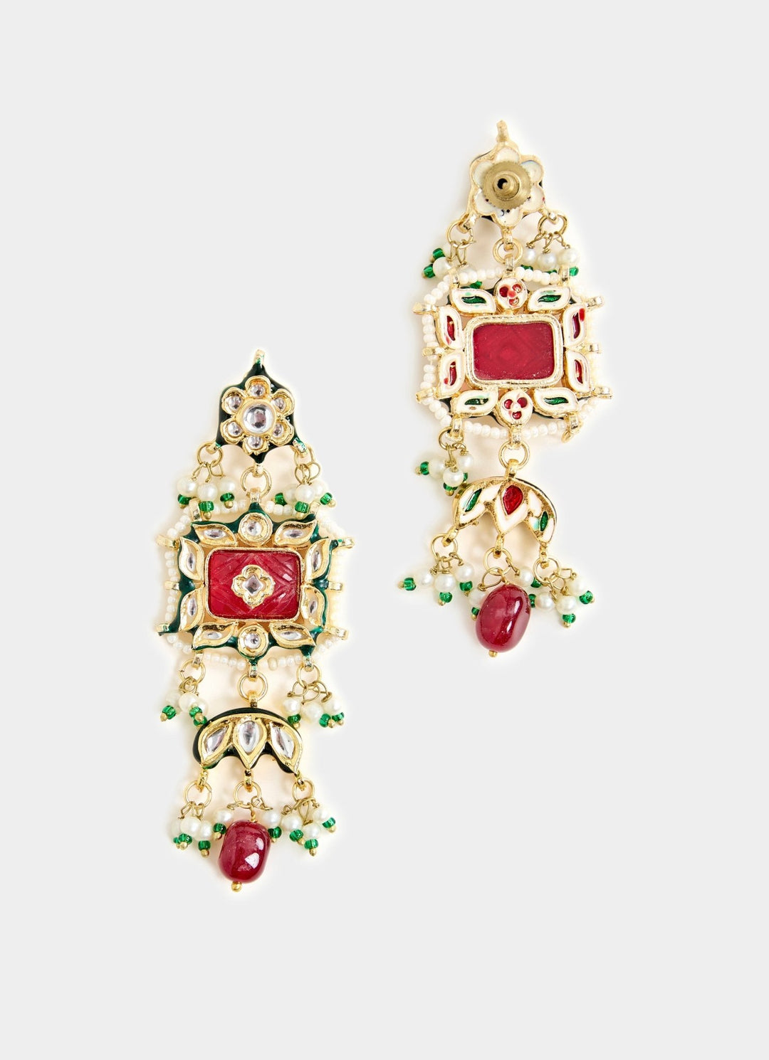 Red Stone And Pearls Gold Tone Choker Necklace Set Vivinia By Vidhi Mehra - Fabilicious Fashion