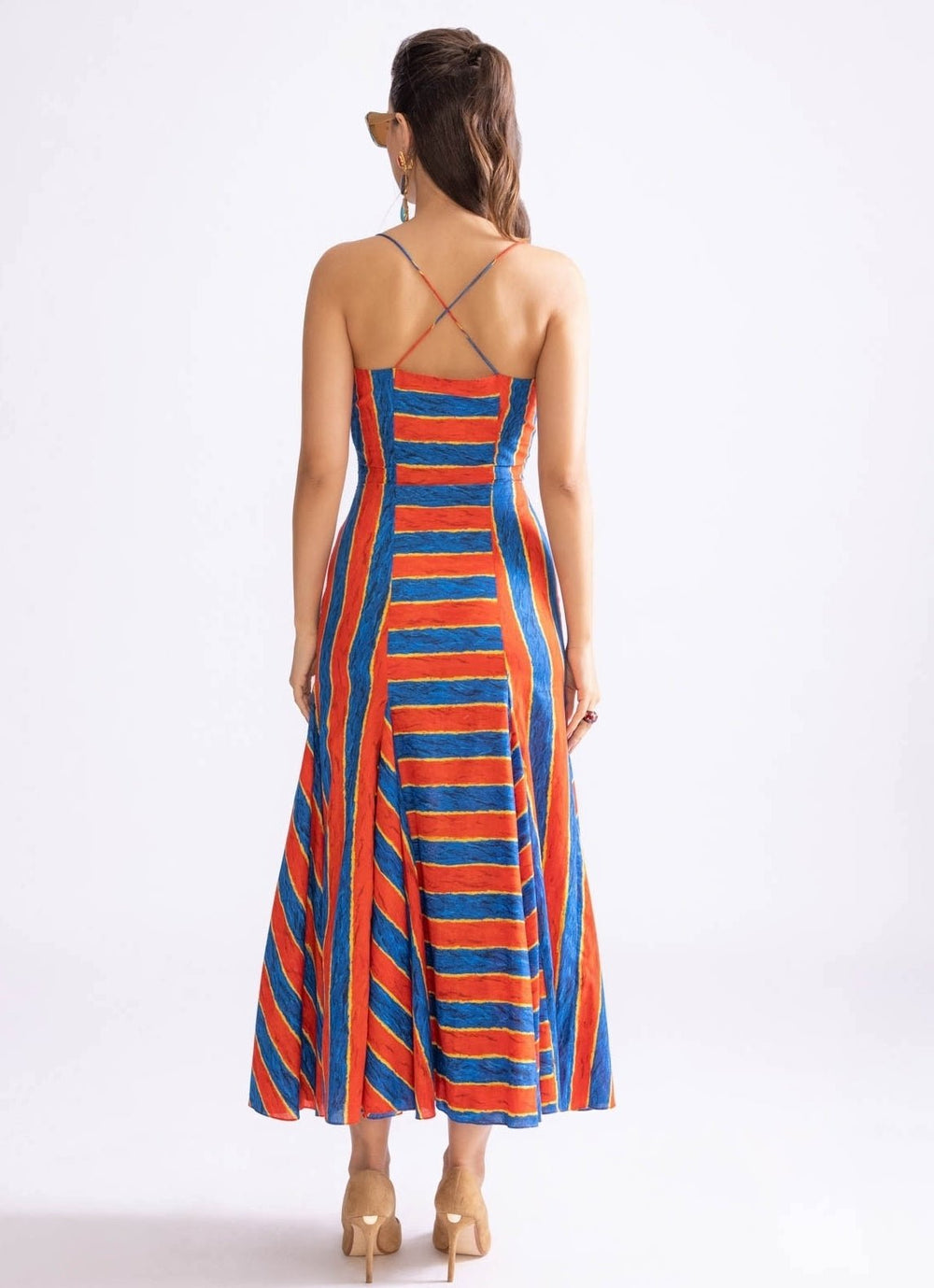 Red Stripe Print Dress Saaksha & Kinni - Fabilicious Fashion