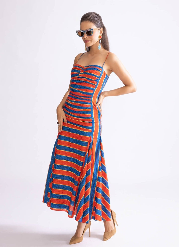 Red Stripe Print Dress Saaksha & Kinni - Fabilicious Fashion