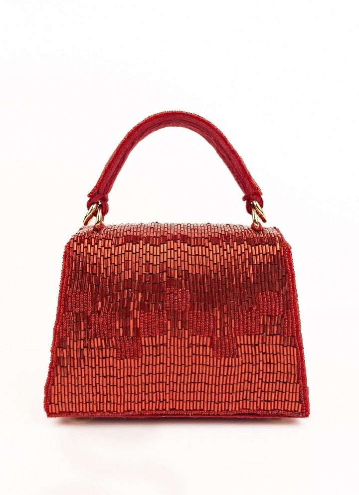 Red Suede Handcrafted Box Bag House of Kosha - Fabilicious Fashion