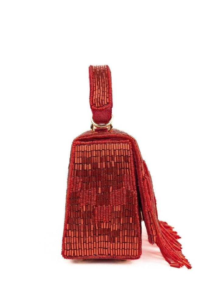 Red Suede Handcrafted Box Bag House of Kosha - Fabilicious Fashion