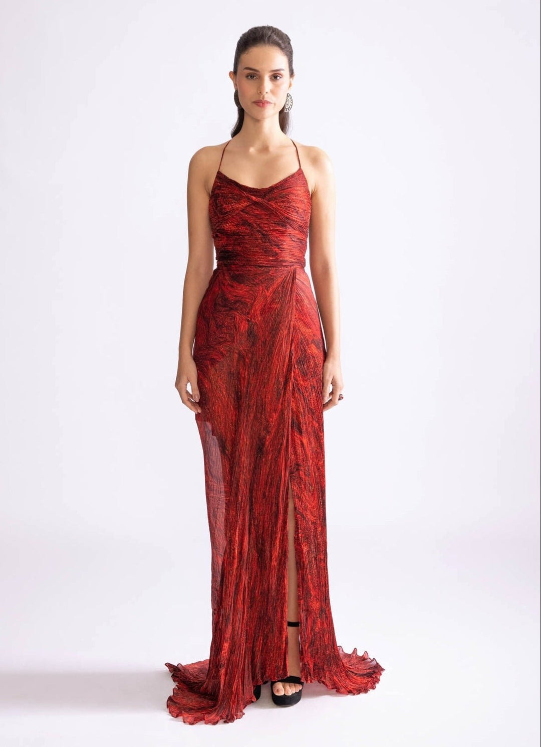 Red Wave Print Dress Saaksha & Kinni - Fabilicious Fashion