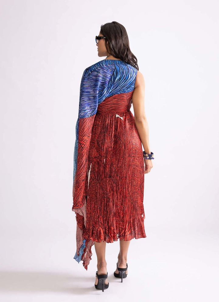 Red Wave Print Dress Saaksha & Kinni - Fabilicious Fashion