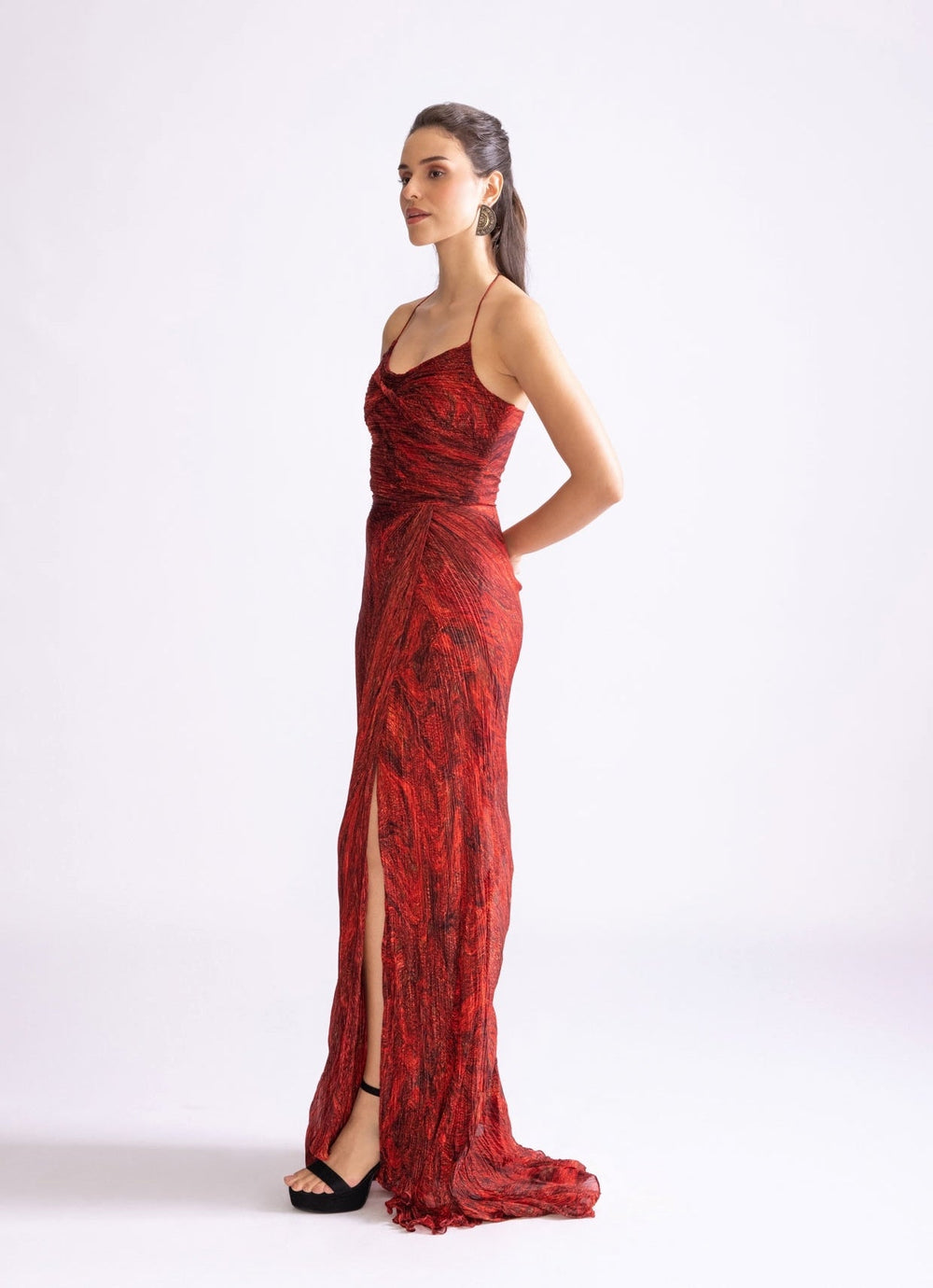 Red Wave Print Dress Saaksha & Kinni - Fabilicious Fashion
