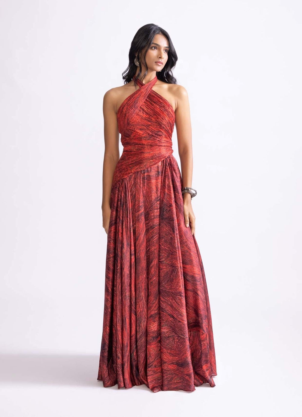Red Wave Print Dress Saaksha & Kinni - Fabilicious Fashion