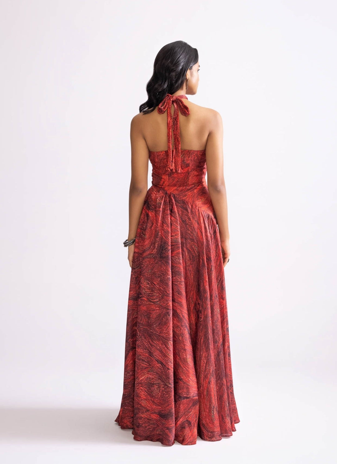 Red Wave Print Dress Saaksha & Kinni - Fabilicious Fashion