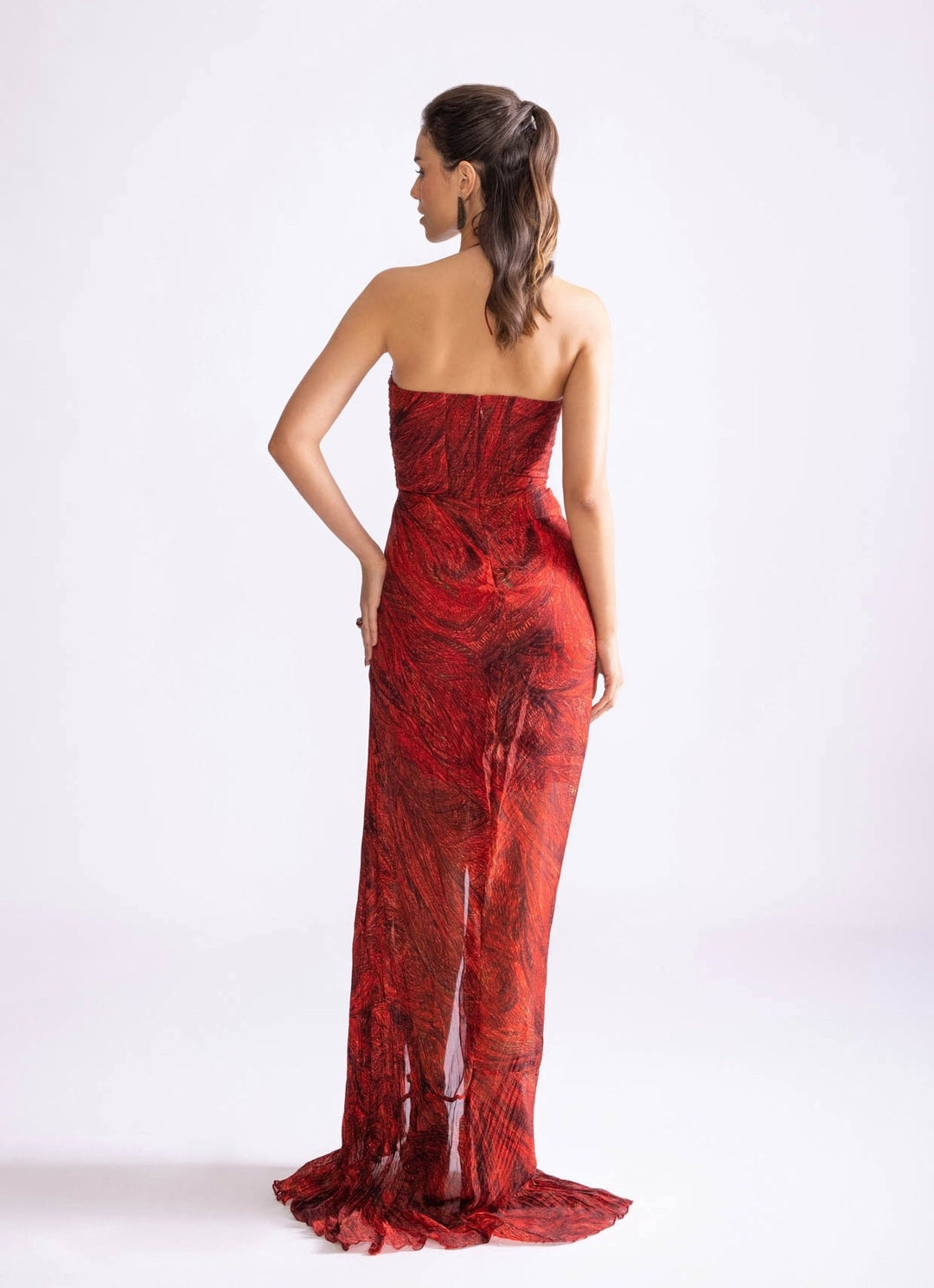 Red Wave Print Dress Saaksha & Kinni - Fabilicious Fashion