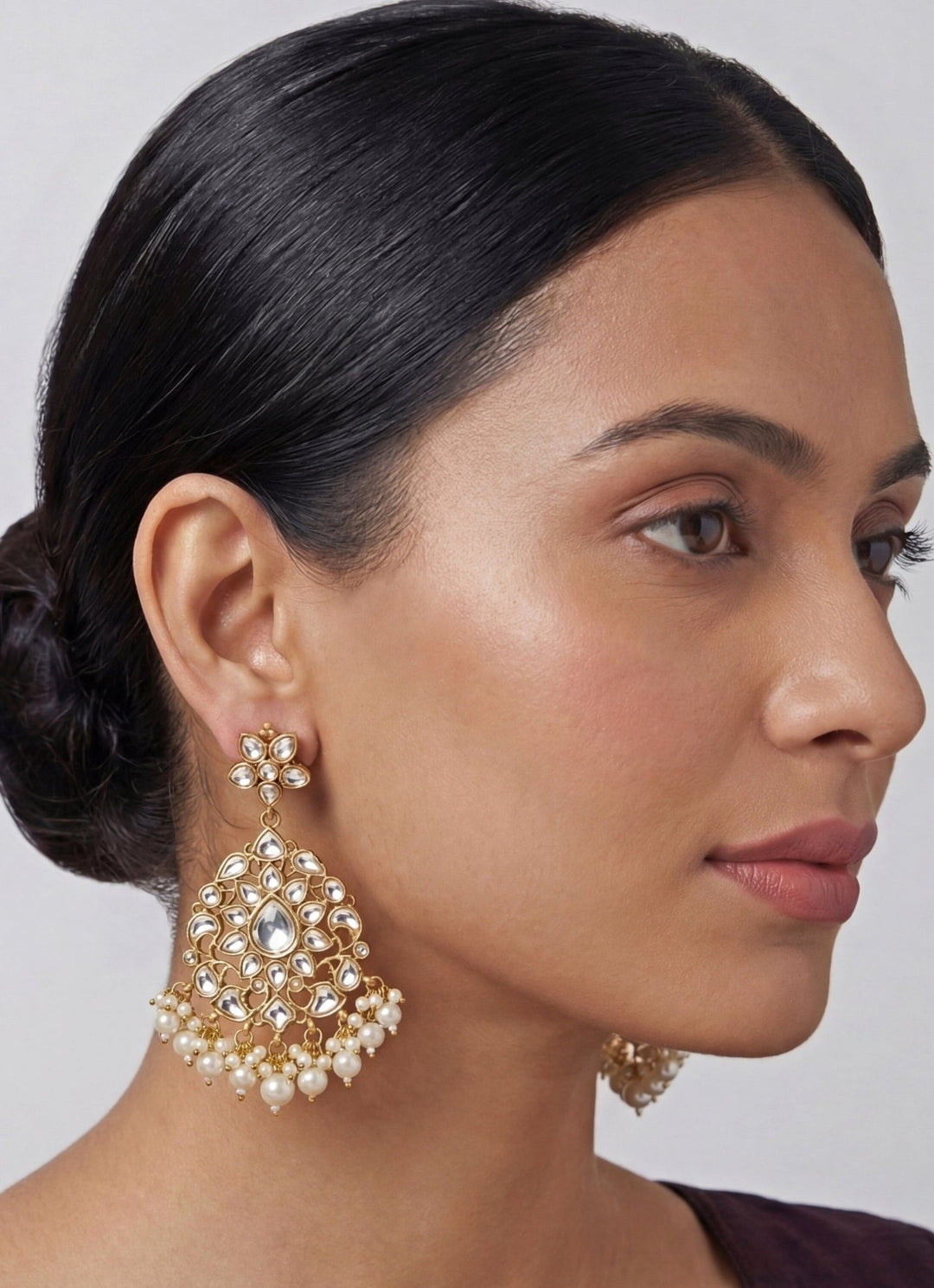 Zevar by Geeta Regal Gold Finish Kundan Dangler EarringsFabilicious Fashion