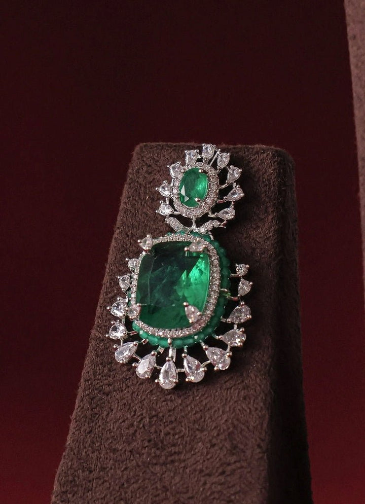 Mr Jewels Rhodium Plated Green Beaded Pendant Necklace SetFabilicious Fashion