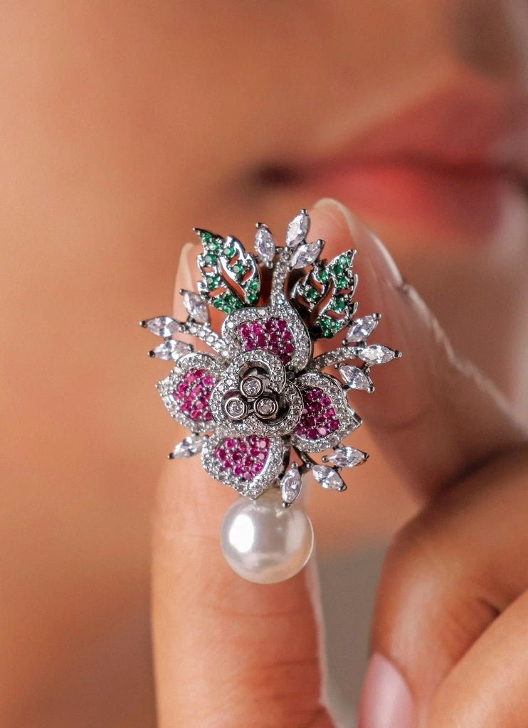 Mr Jewels Rhodium Plated Multicolor Pearl Statement Necklace SetFabilicious Fashion