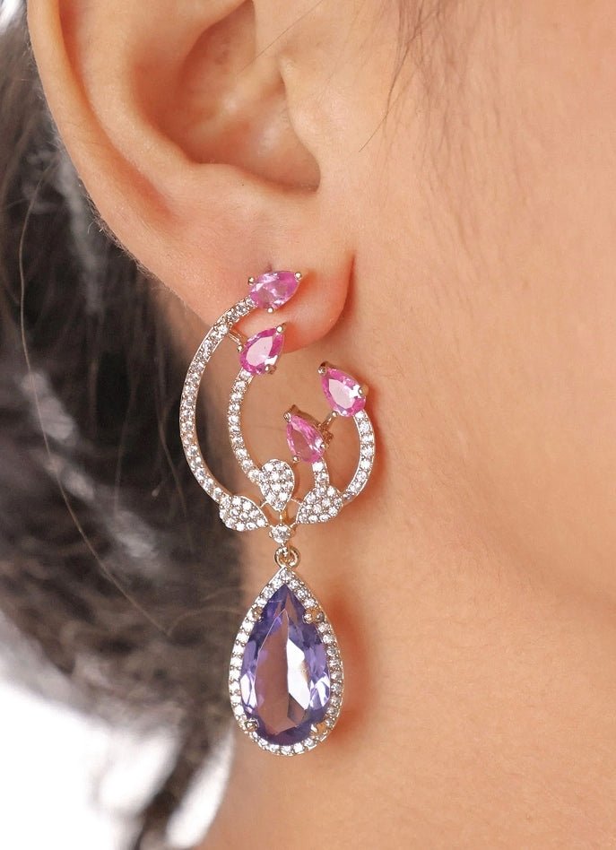 Rose Gold Plated Purple Stone Choker Set Mr Jewels - Fabilicious Fashion