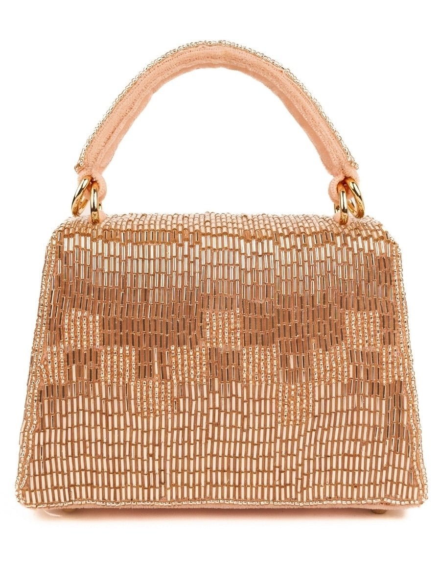 Rose Gold Suede Handcrafted Box Bag House of Kosha - Fabilicious Fashion