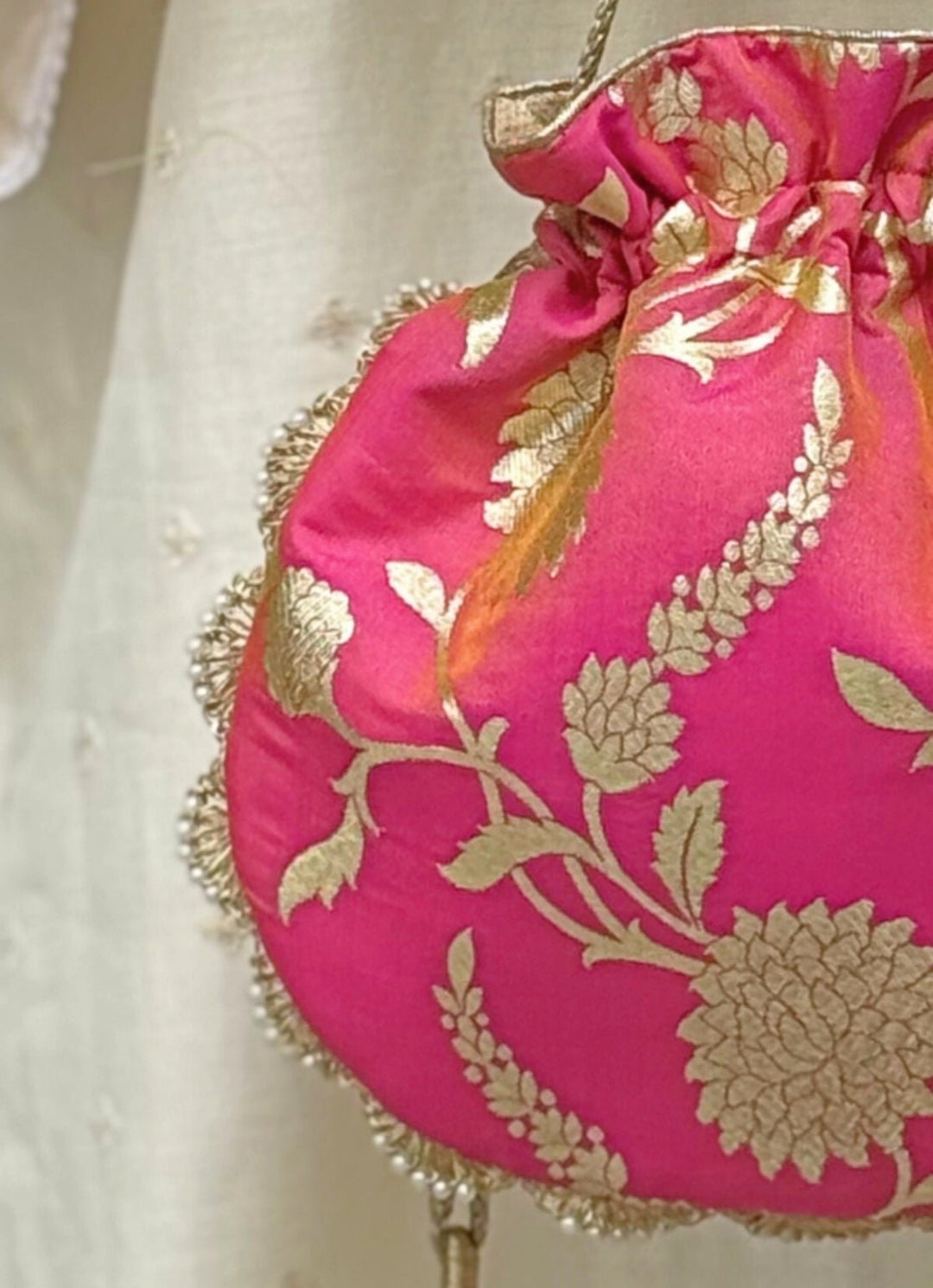 Rose Pink Banarasi Potli AMYRA - Fabilicious Fashion