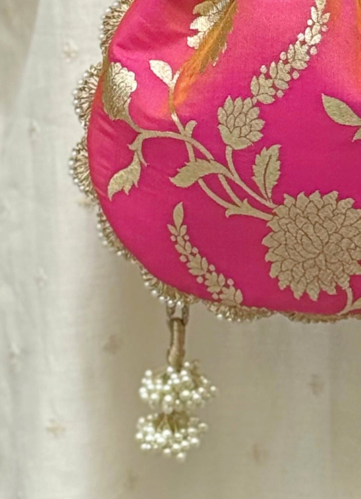 Rose Pink Banarasi Potli AMYRA - Fabilicious Fashion