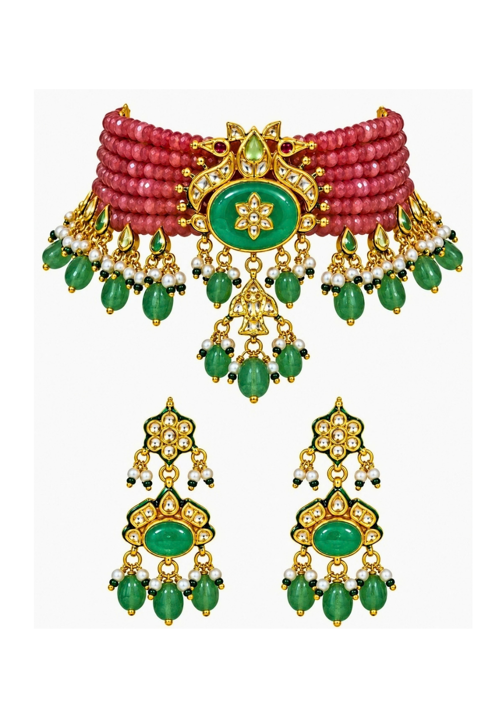 Vivinia By Vidhi Mehra Rose Pink Beaded Kundan Choker SetFabilicious Fashion