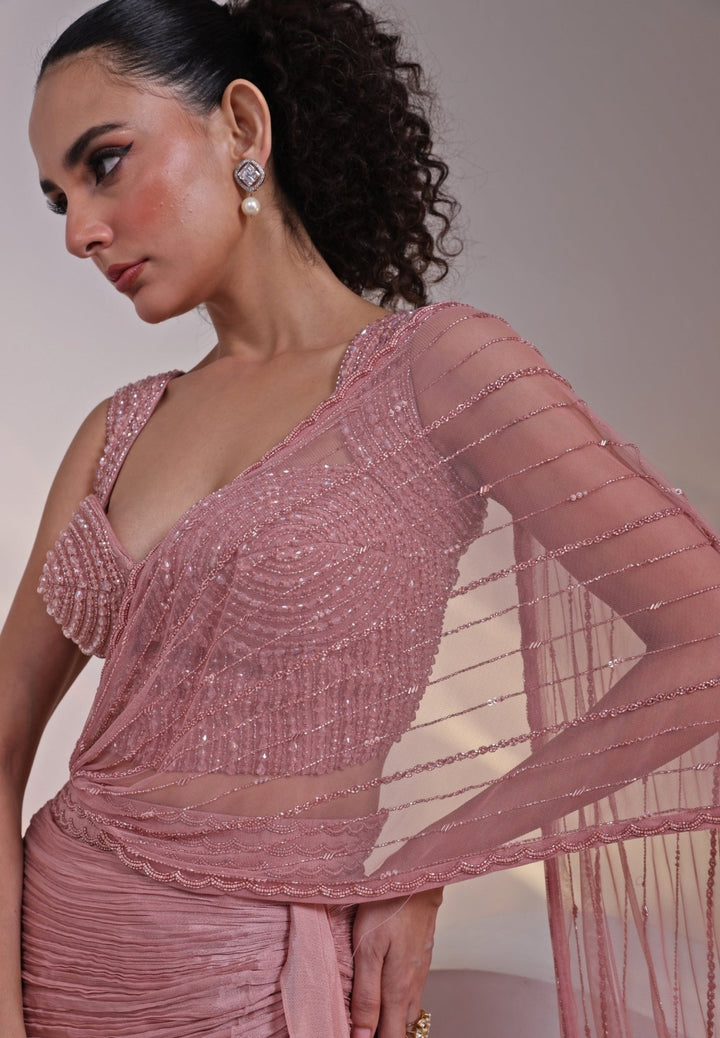 Rose Pink Chinon Concept Saree Smriti - Fabilicious Fashion