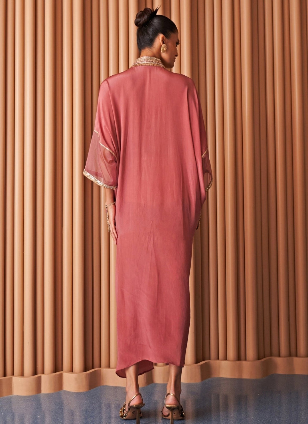 Rishi and Vibhuti Rose Pink Crepe KaftanFabilicious Fashion