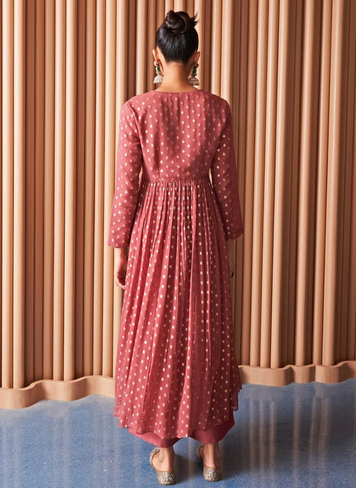 Rishi and Vibhuti Rose Pink Georgette Kurta Pants SetFabilicious Fashion