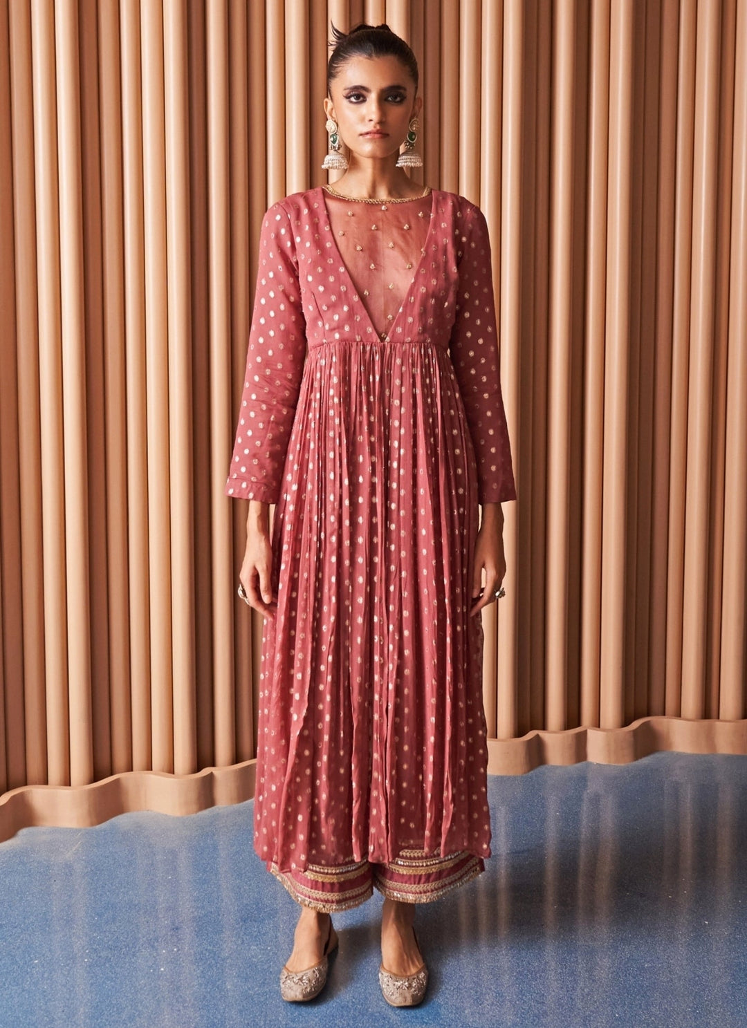 Rishi and Vibhuti Rose Pink Georgette Kurta Pants SetFabilicious Fashion