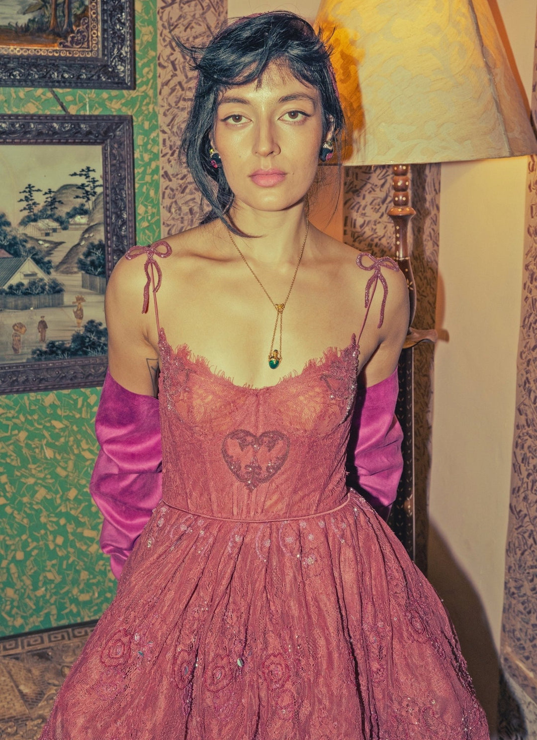 The Little Black Bow Rose Pink Lace Mini Corset DressFabilicious Fashion