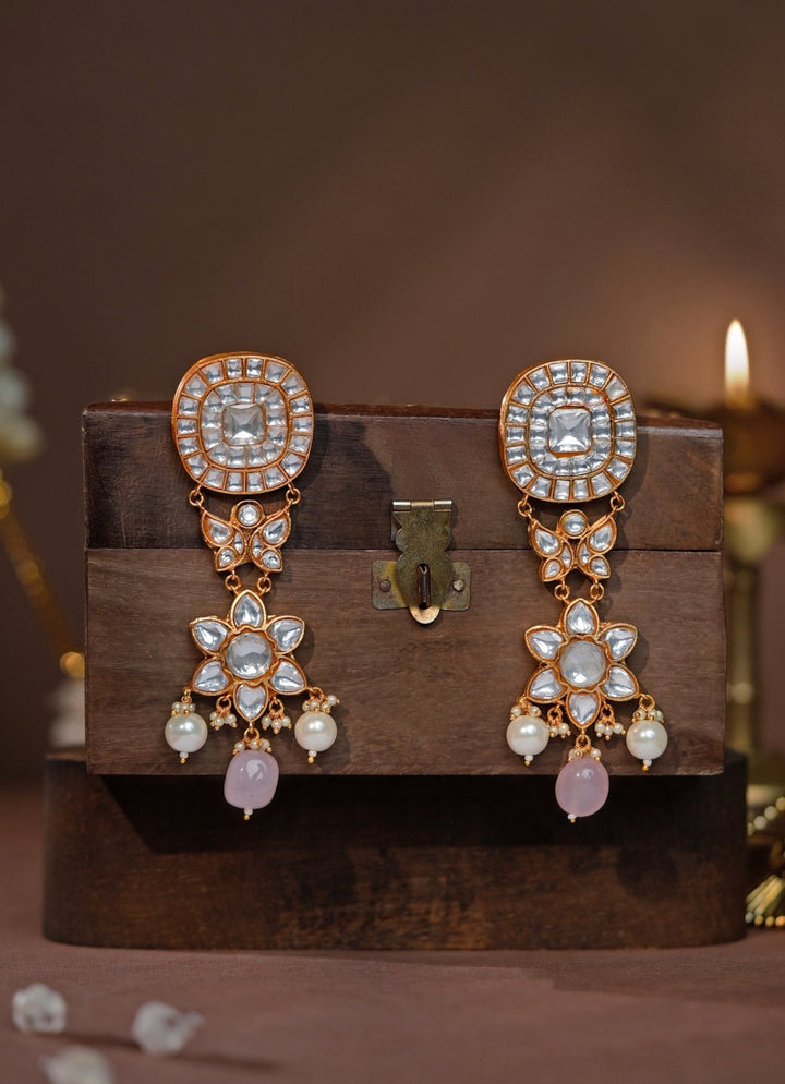 Rose Pink Long Drop Earrings Riana Jewellery - Fabilicious Fashion