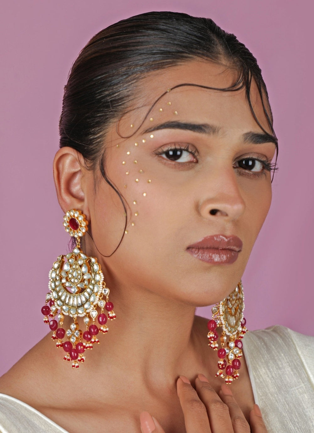 Rose Pink Matte Gold Choker Set Riana Jewellery - Fabilicious Fashion