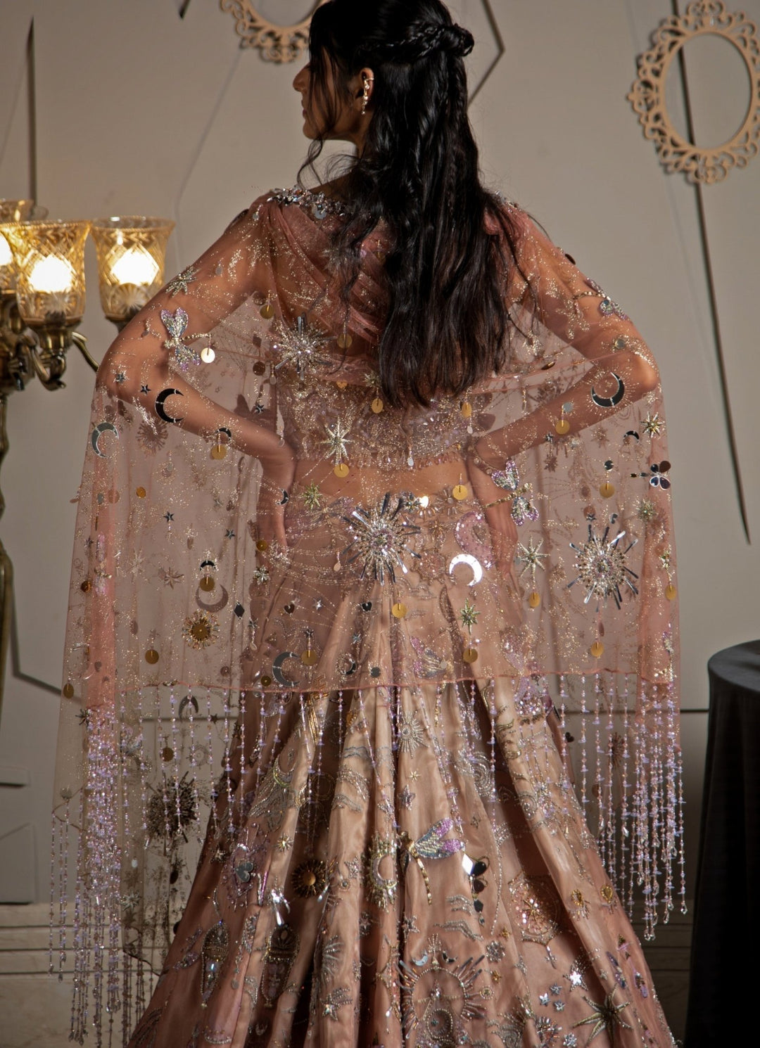 Rose Pink Ombre Embroidered Lehenga Set Moledro - Fabilicious Fashion