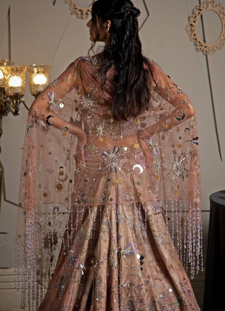 Rose Pink Ombre Embroidered Lehenga Set Moledro - Fabilicious Fashion
