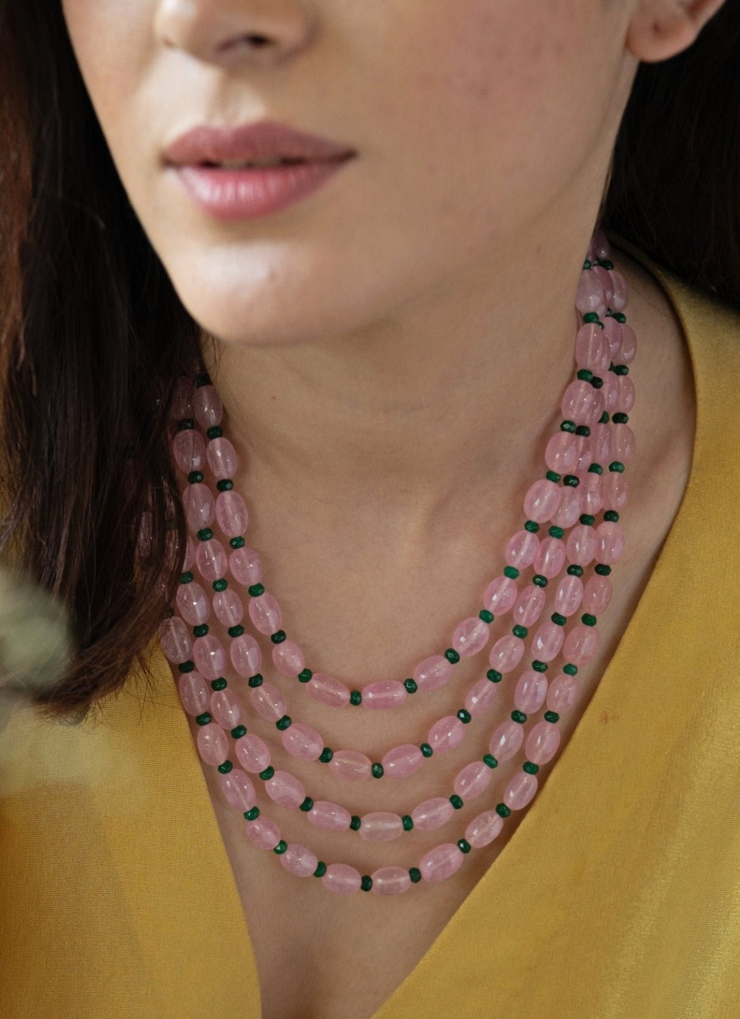 Do Taara Rose Pink Quartz Layered NecklaceFabilicious Fashion