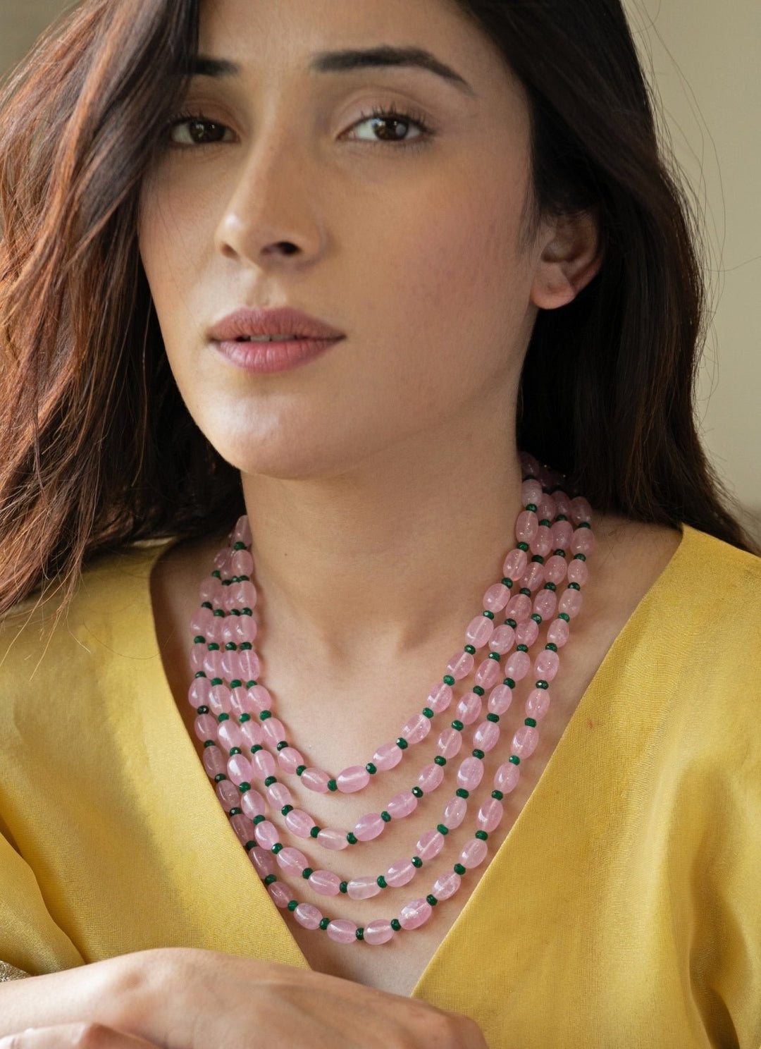 Do Taara Rose Pink Quartz Layered NecklaceFabilicious Fashion