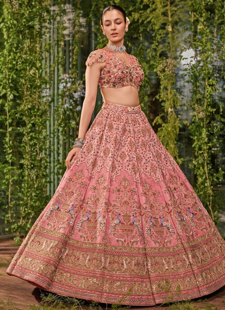 Jigar and Nikita Rose Pink Silk Bridal Lehenga SetFabilicious Fashion