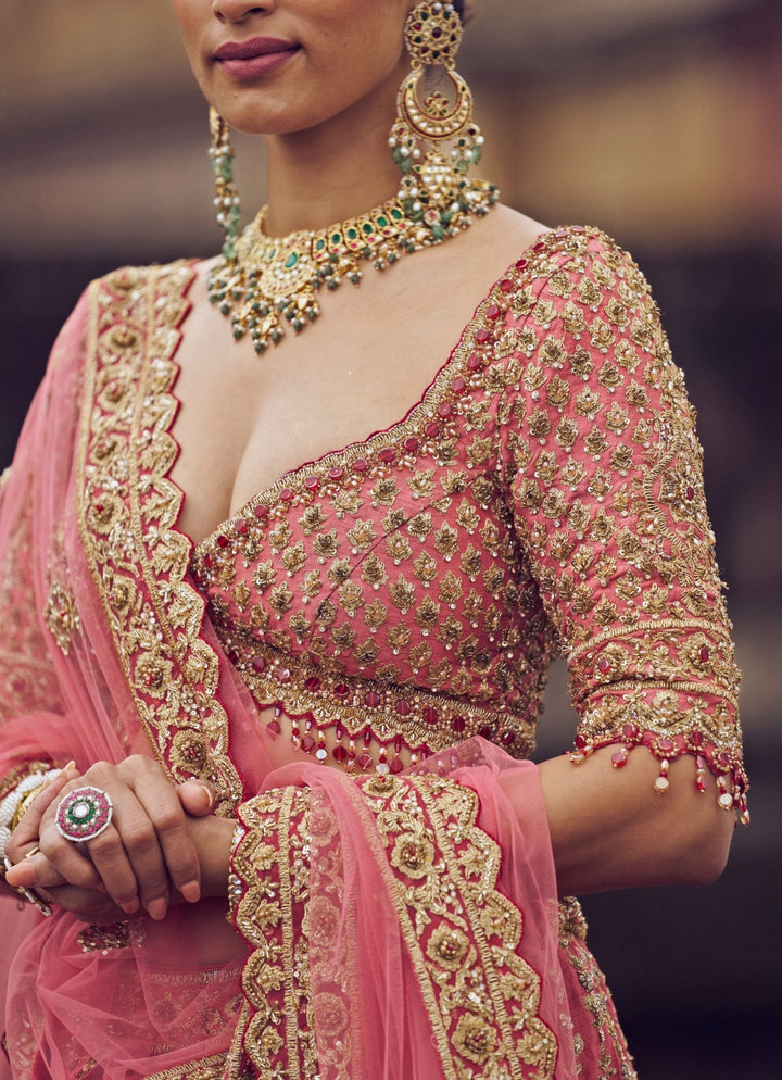 Rose Pink Silk Embroidered Lehenga Nitika Gujral - Fabilicious Fashion
