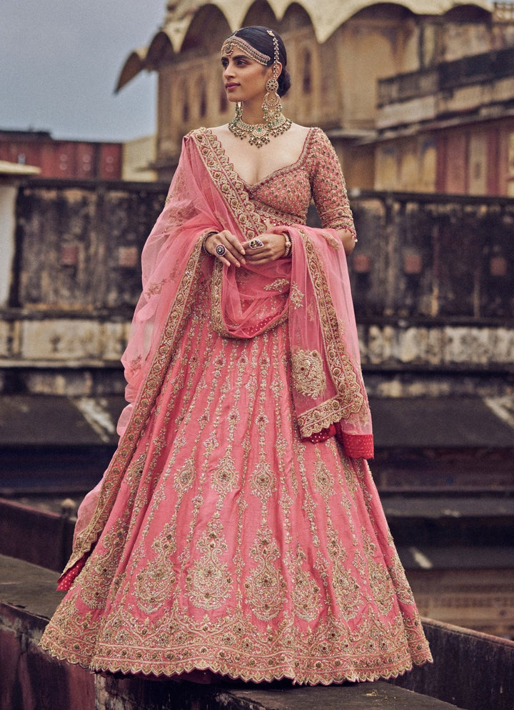 Rose Pink Silk Embroidered Lehenga Nitika Gujral - Fabilicious Fashion