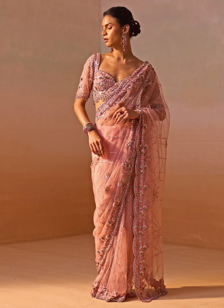 Nitika Gujral Rose Pink Soft Net SareeFabilicious Fashion