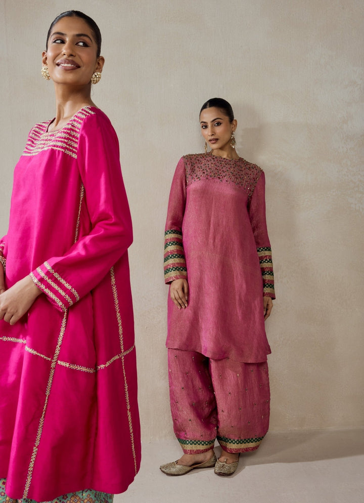 Nitika Gujral Rose Pink Tissue Kurta Salwar SetFabilicious Fashion