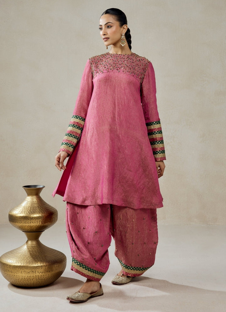 Nitika Gujral Rose Pink Tissue Kurta Salwar SetFabilicious Fashion