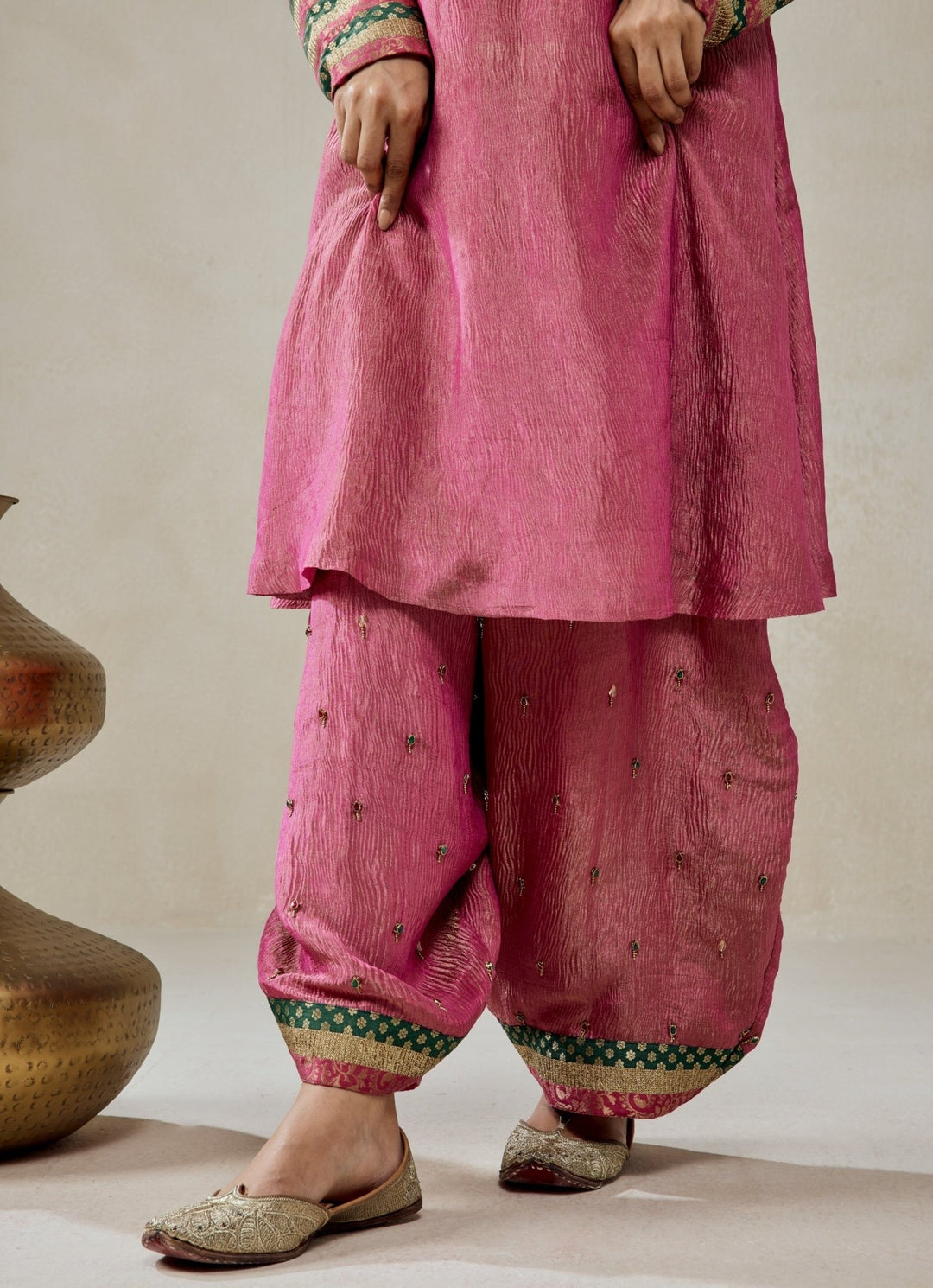 Nitika Gujral Rose Pink Tissue Kurta Salwar SetFabilicious Fashion