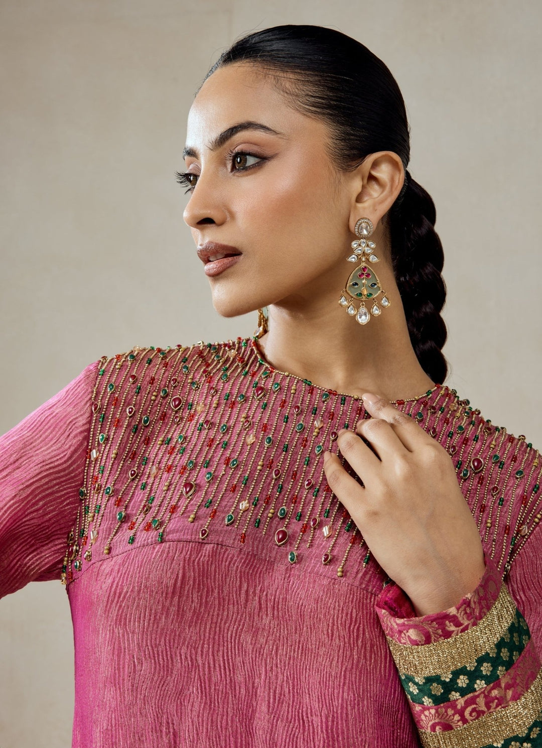 Nitika Gujral Rose Pink Tissue Kurta Salwar SetFabilicious Fashion