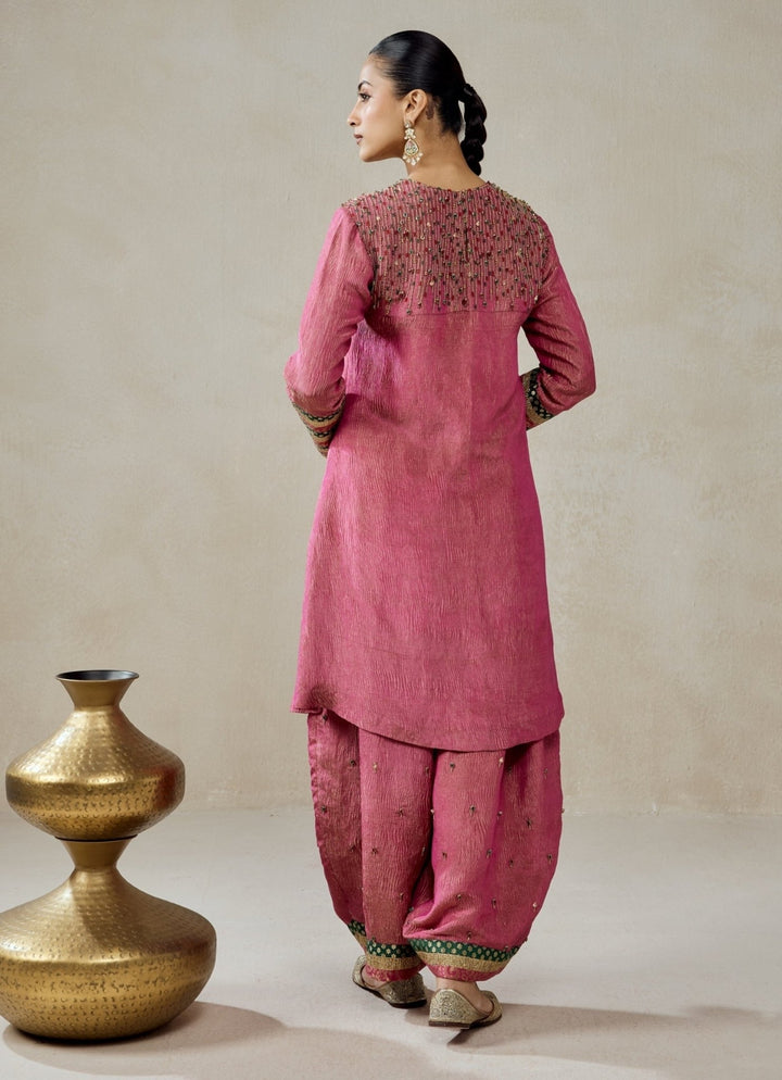 Nitika Gujral Rose Pink Tissue Kurta Salwar SetFabilicious Fashion