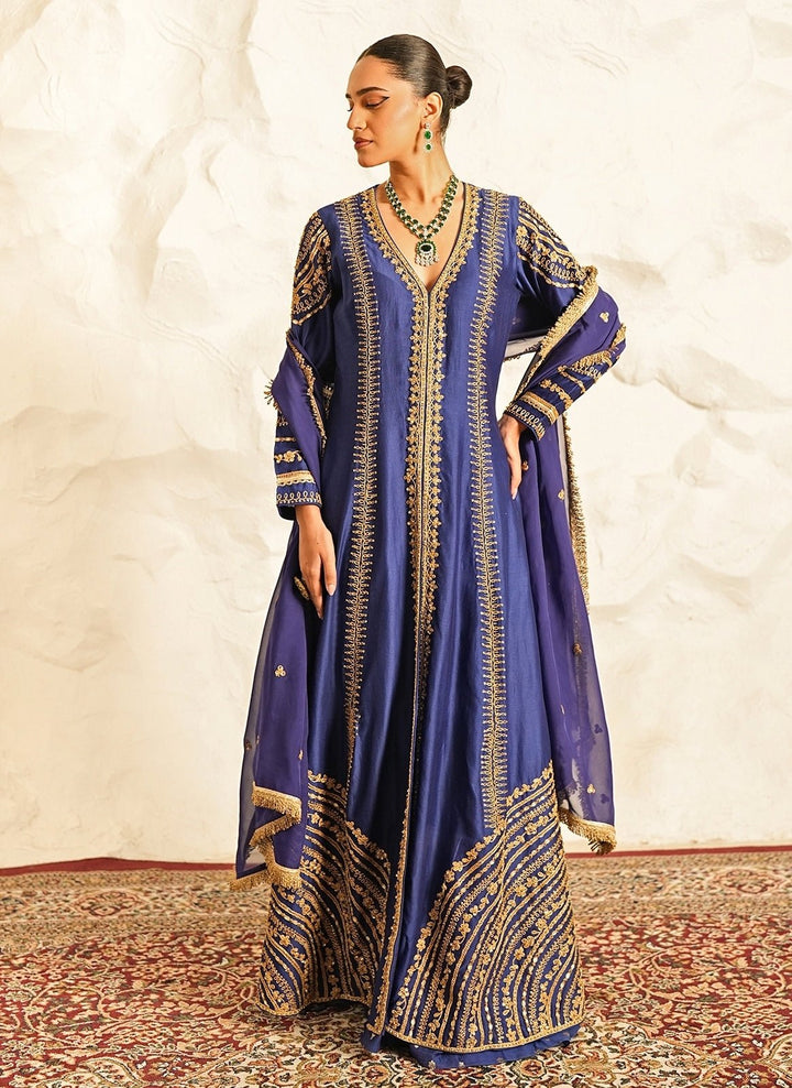 Nidhika Shekhar Royal Blue Chanderi Kurta Lehenga SetFabilicious Fashion