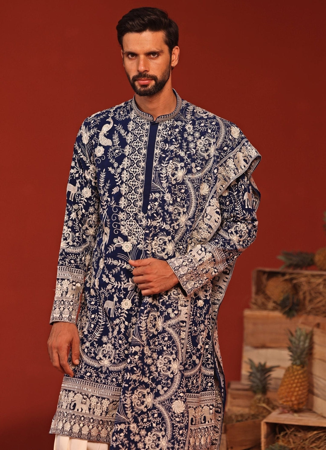 Royal Blue Embroidered Kurta Patiala Pant Set Kalpraag - Fabilicious Fashion