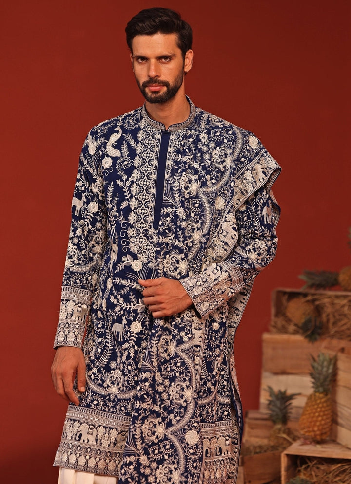 Royal Blue Embroidered Kurta Patiala Pant Set Kalpraag - Fabilicious Fashion