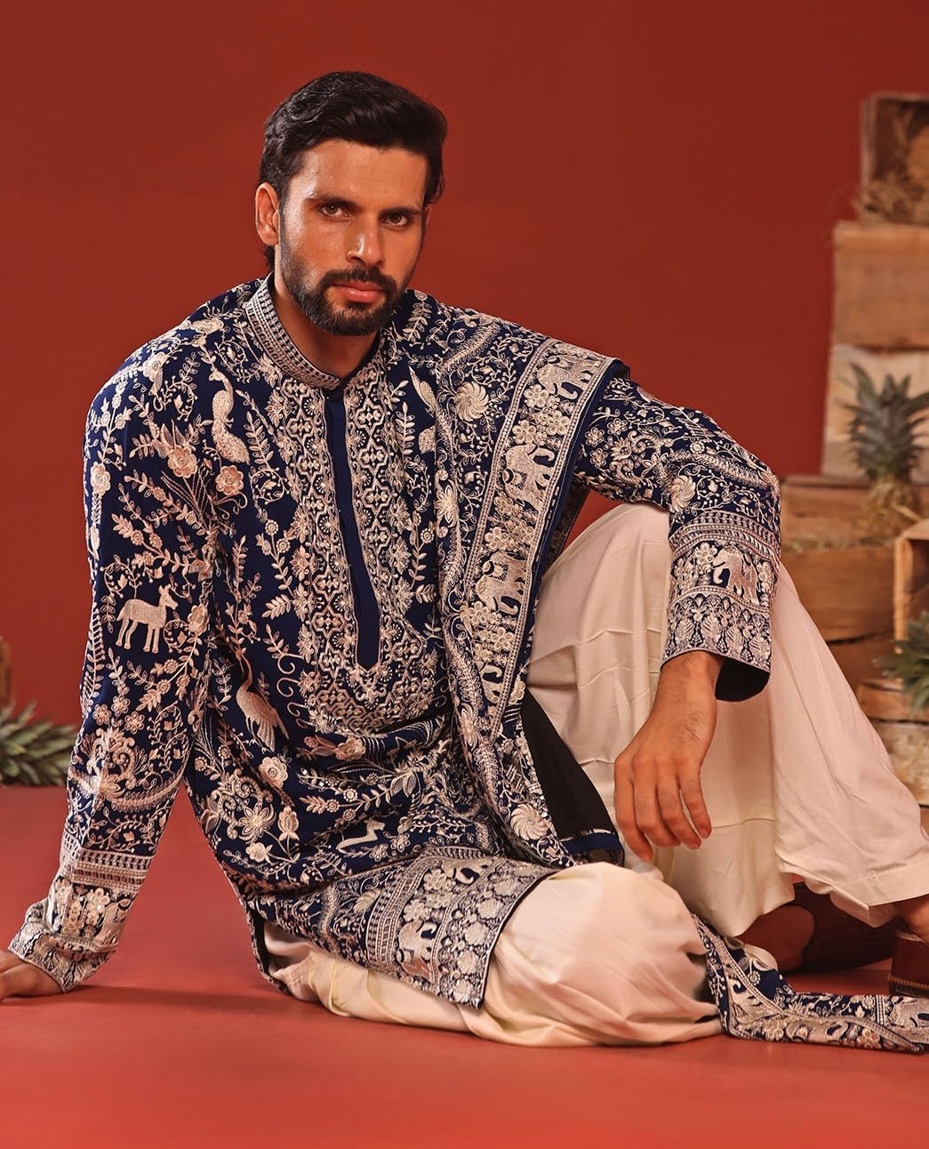 Royal Blue Embroidered Kurta Patiala Pant Set Kalpraag - Fabilicious Fashion